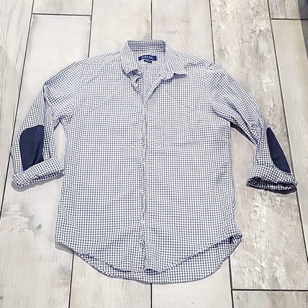 Zara Blue and White Checkered Casual Button Down Shirt